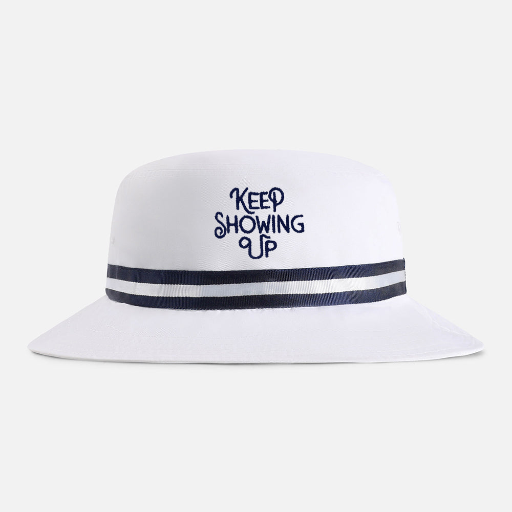 | Color: White w/ Navy / White / Navy Band