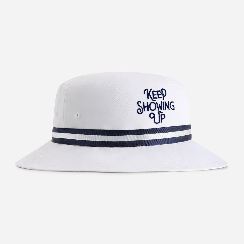 | Color: White w/ Navy / White / Navy Band