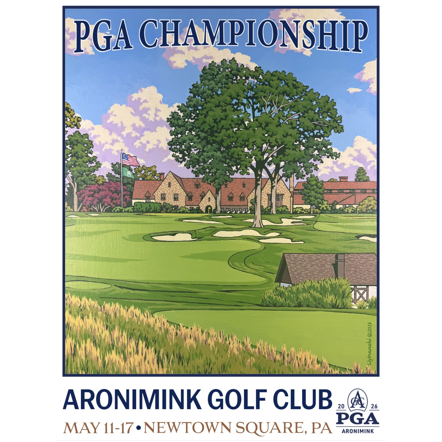 2026 PGA Aronimink Poster T-Shirt by Lee Wybranski