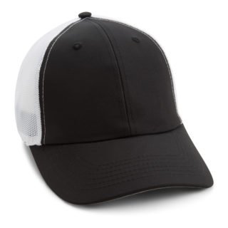 black performance cap with white mesh back