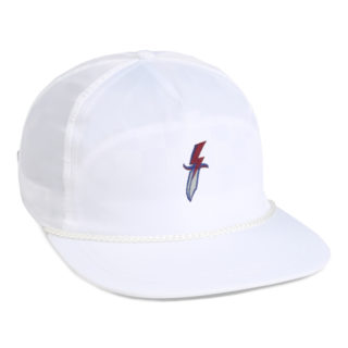 white tonal checkered 5 panel rope cap with knife embroidery