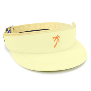 pale yellow terry cloth tour visor with palm tree embroidery