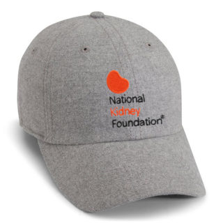 grey wool cap featuring the national kidney foundation logo