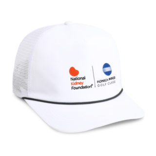 white meshback rope cap featuring the national kidney foundation logo