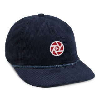 navy corduroy flatbill rope cap with golf in your state circle logo