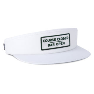 white tour visor with slackertide course closed bar open patch