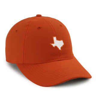 burnt orange original performance fabric cap with texas state shaped embroidery