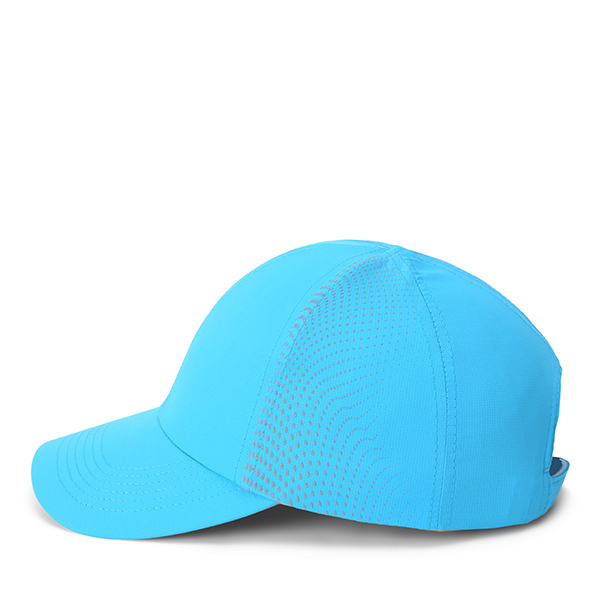 pacific blue performance cap with reflective pattern printed on the side pannels - side view