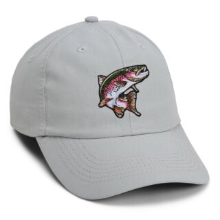 grey hat with rainbow trout patch