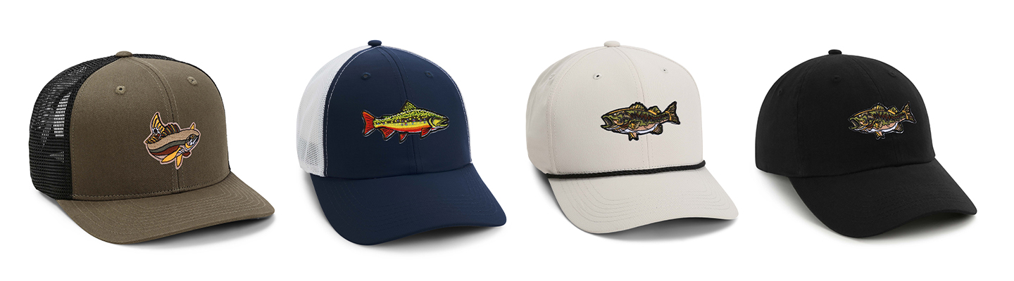 Men's Baseball Cap - Dry Fly - Fish Hat Fly Fishing Cap - Outdoor Hat Fishing Gifts - 2 Color Choices