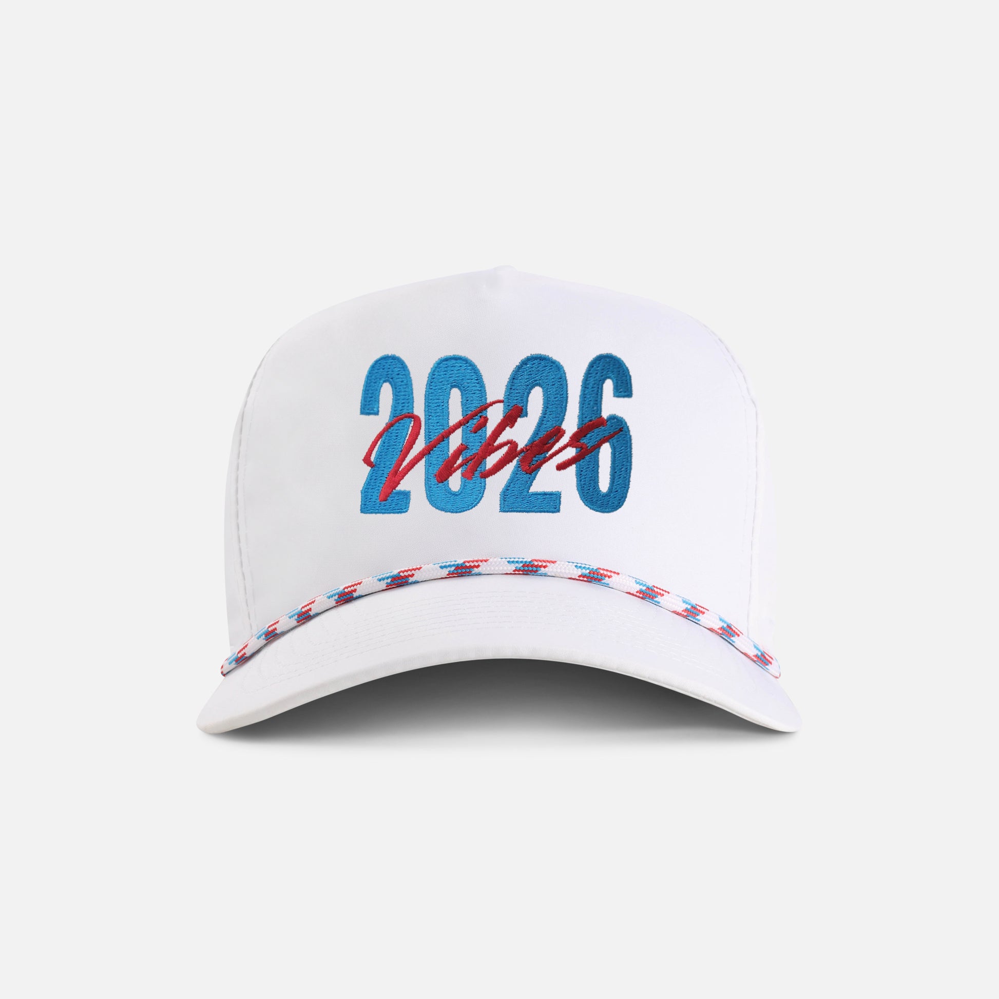 | Color: White w/ Light Blue & Red Rope