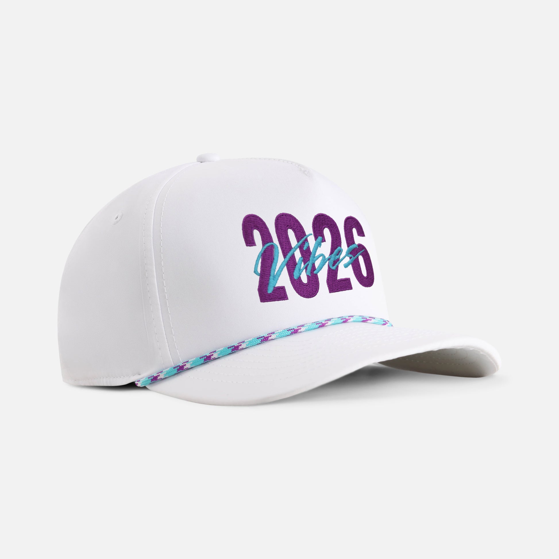 | Color: White w/ Teal & Purple Rope