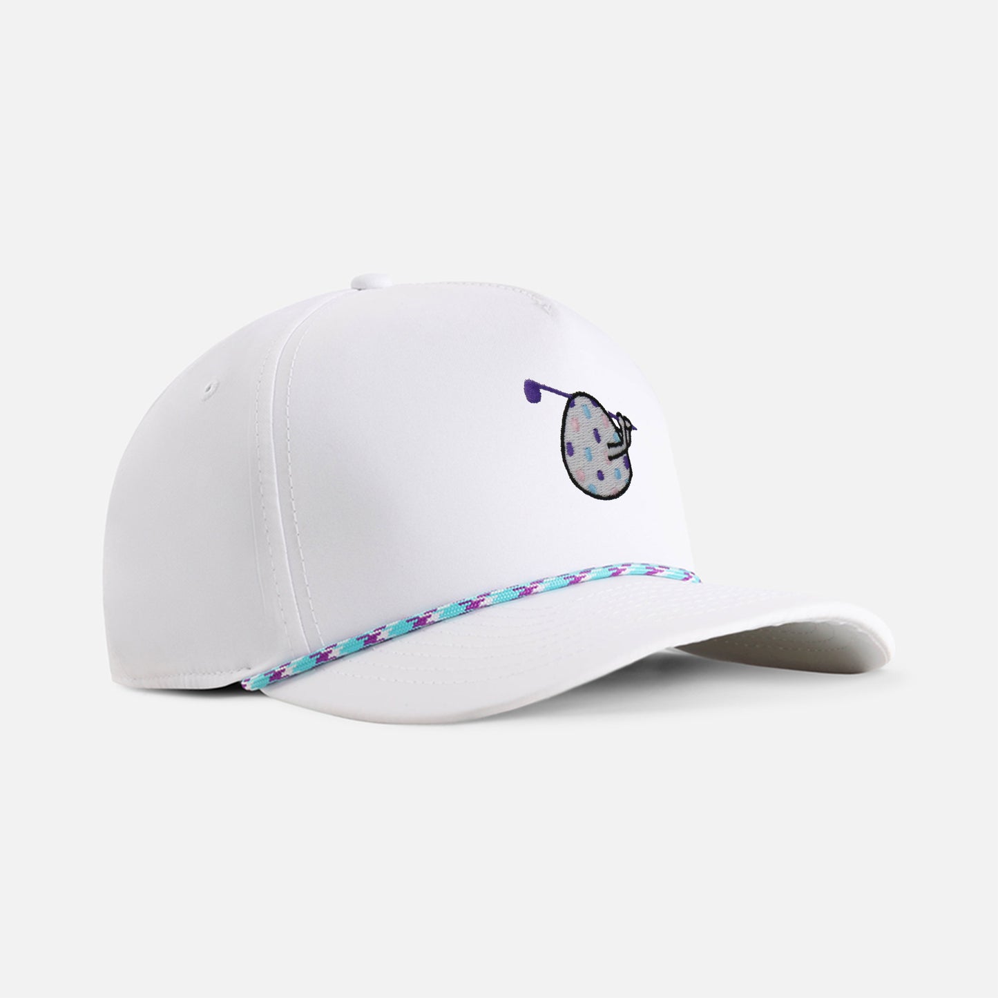 | Color: White w/ Teal & Purple Rope