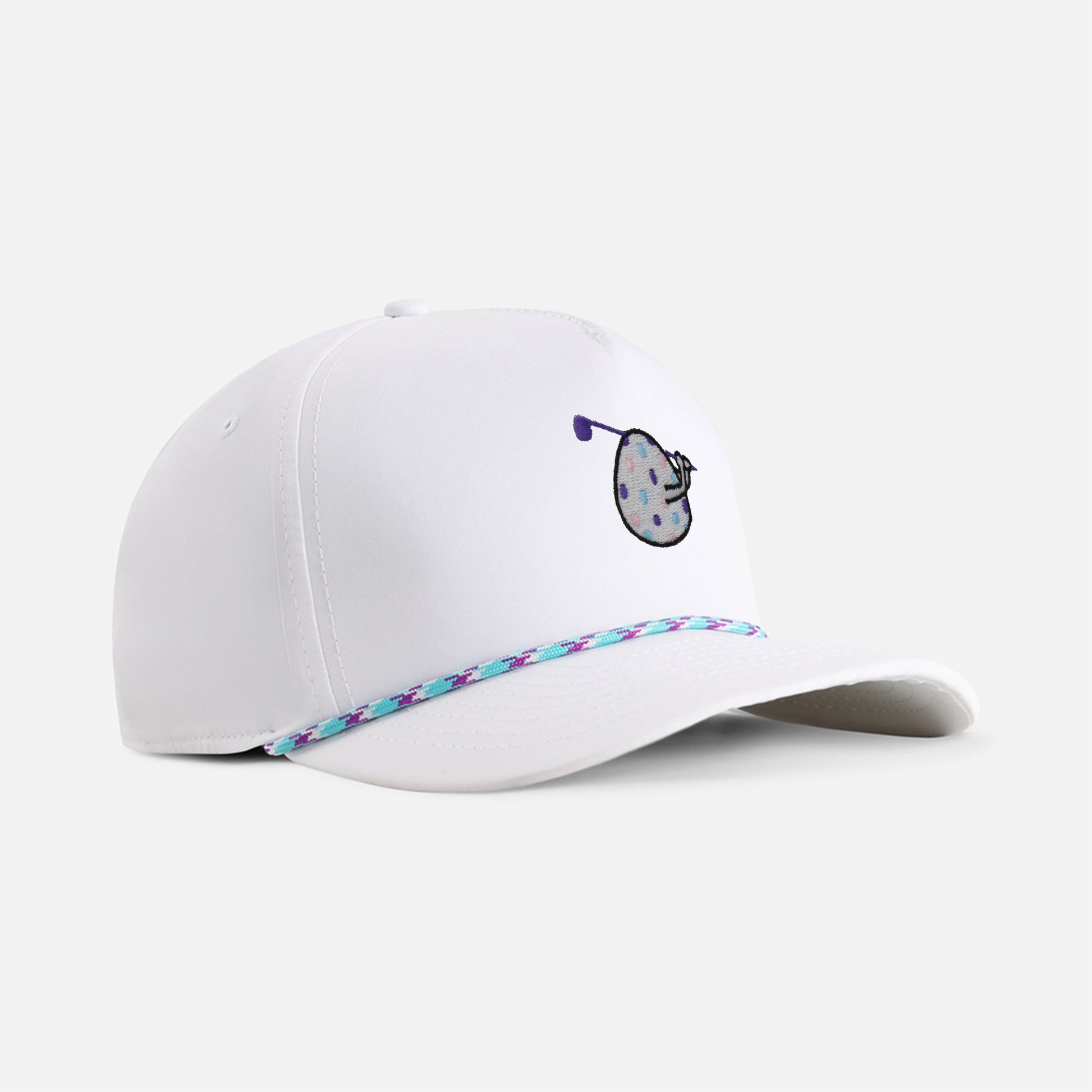 | Color: White w/ Teal & Purple Rope