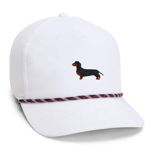 5054-WNW-875274-Dachshund | Color: White w/ Navy-Red-White Rope