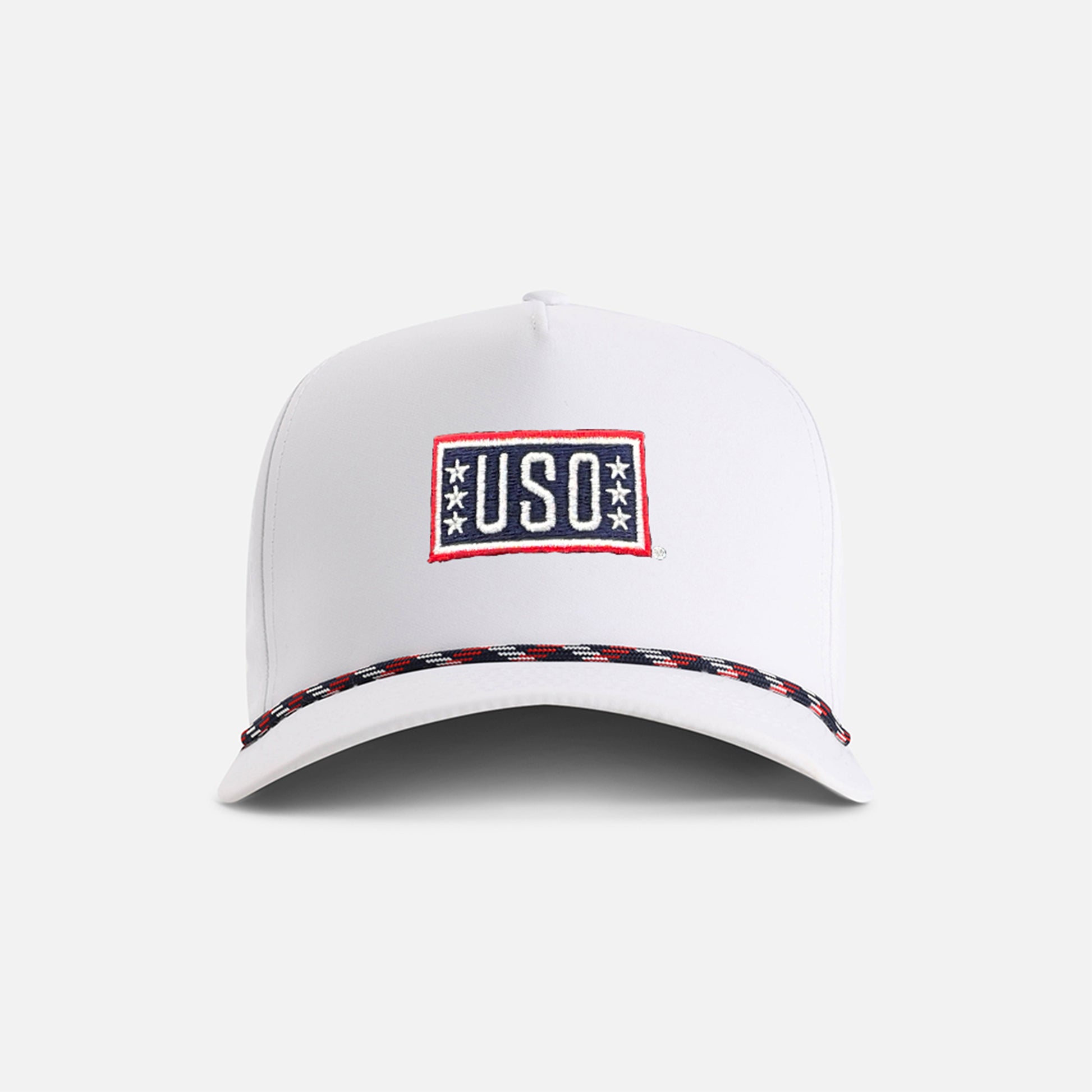 | Color: White w/ Navy-Red-White Rope