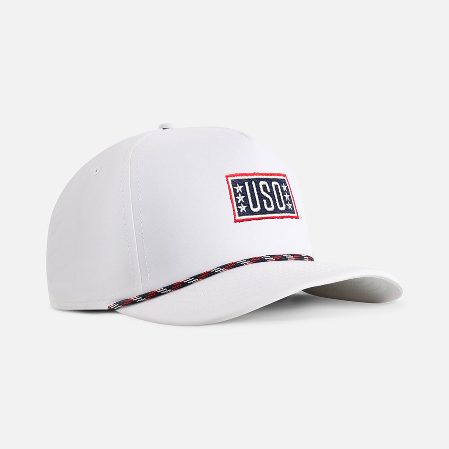 | Color: White w/ Navy-Red-White Rope