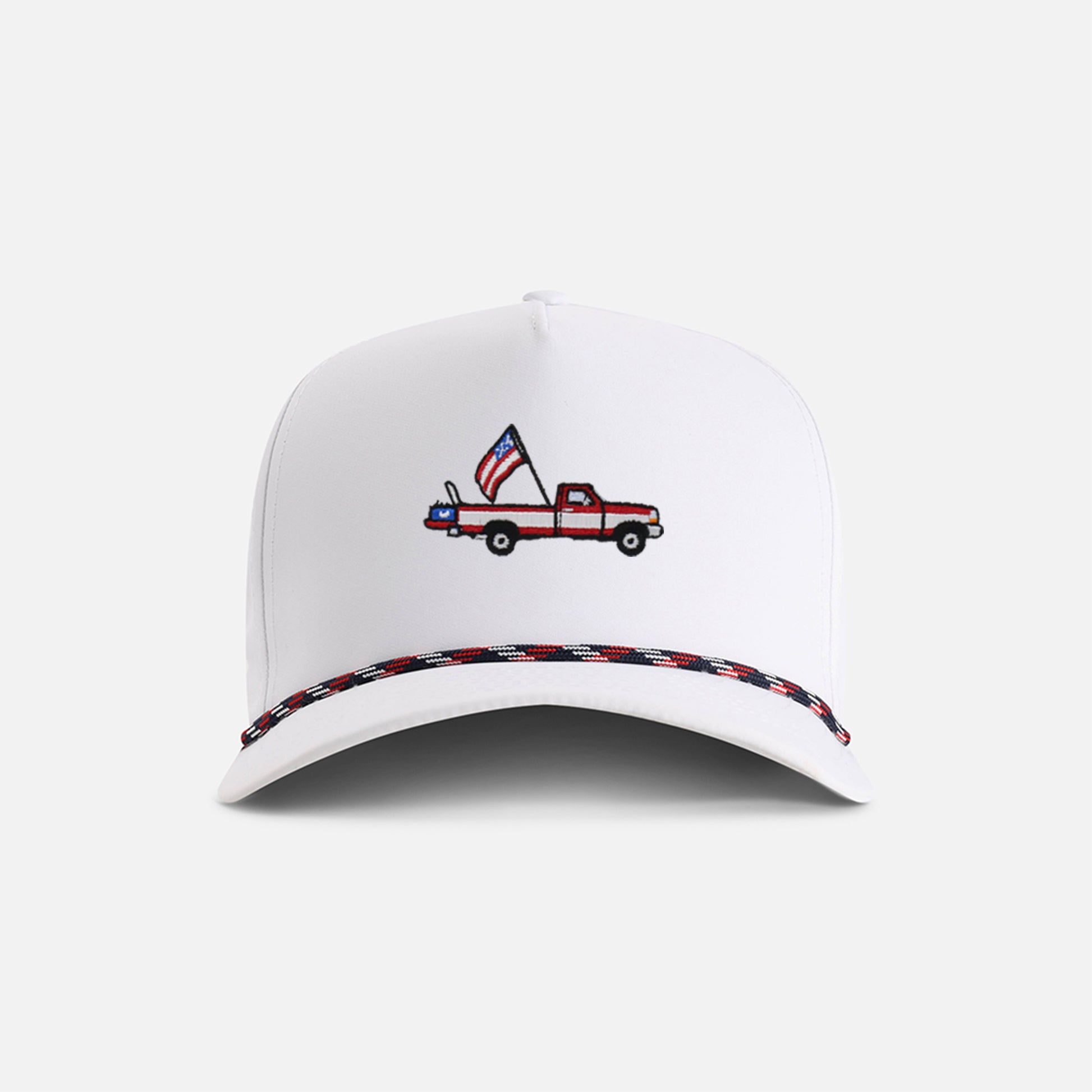 | Color: White w/ Navy-Red-White Rope