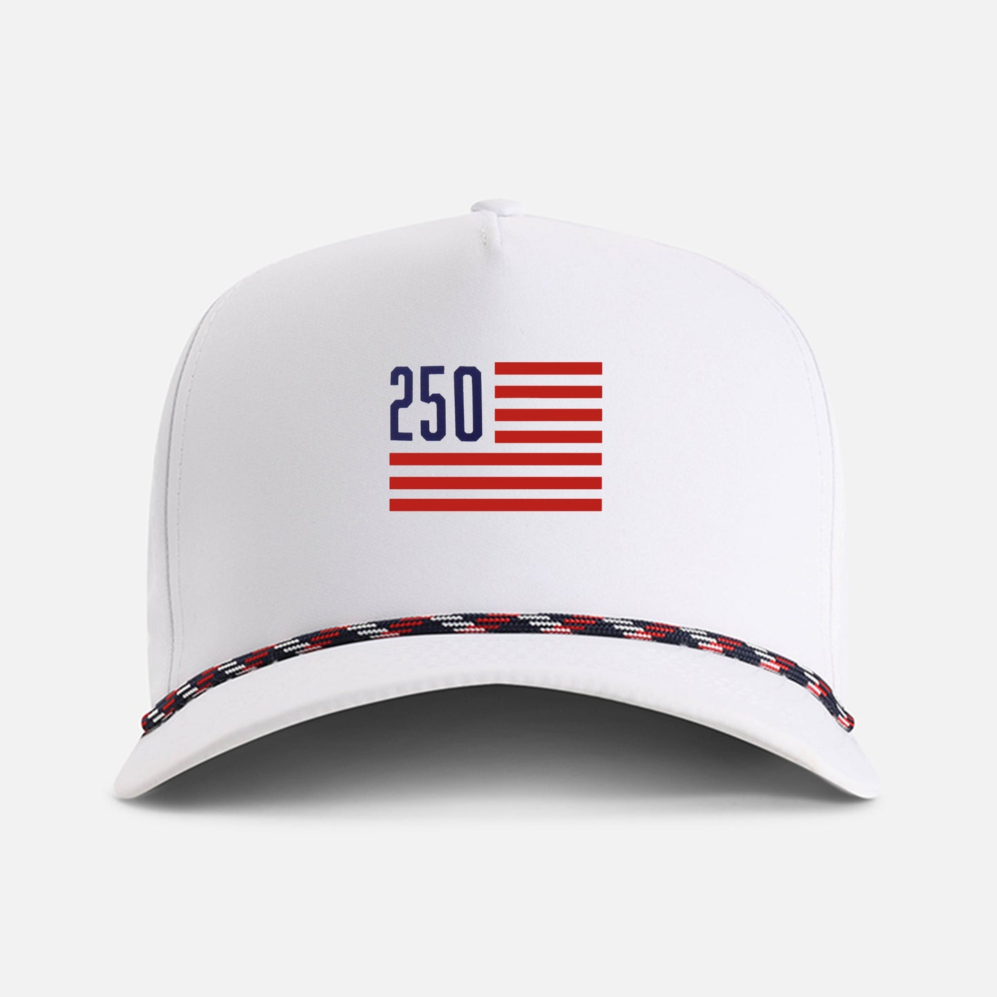 | Color: White w/ Navy-Red-White Rope