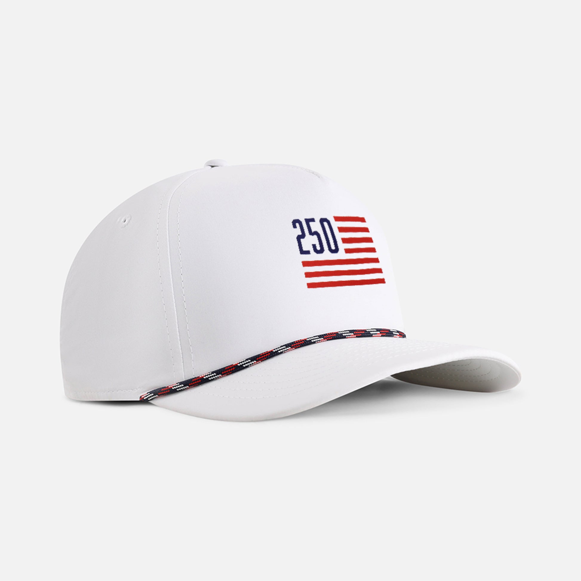 | Color: White w/ Navy-Red-White Rope