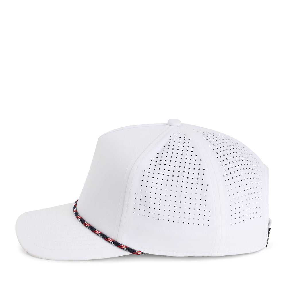| Color: White w/ Navy-Red-White Rope