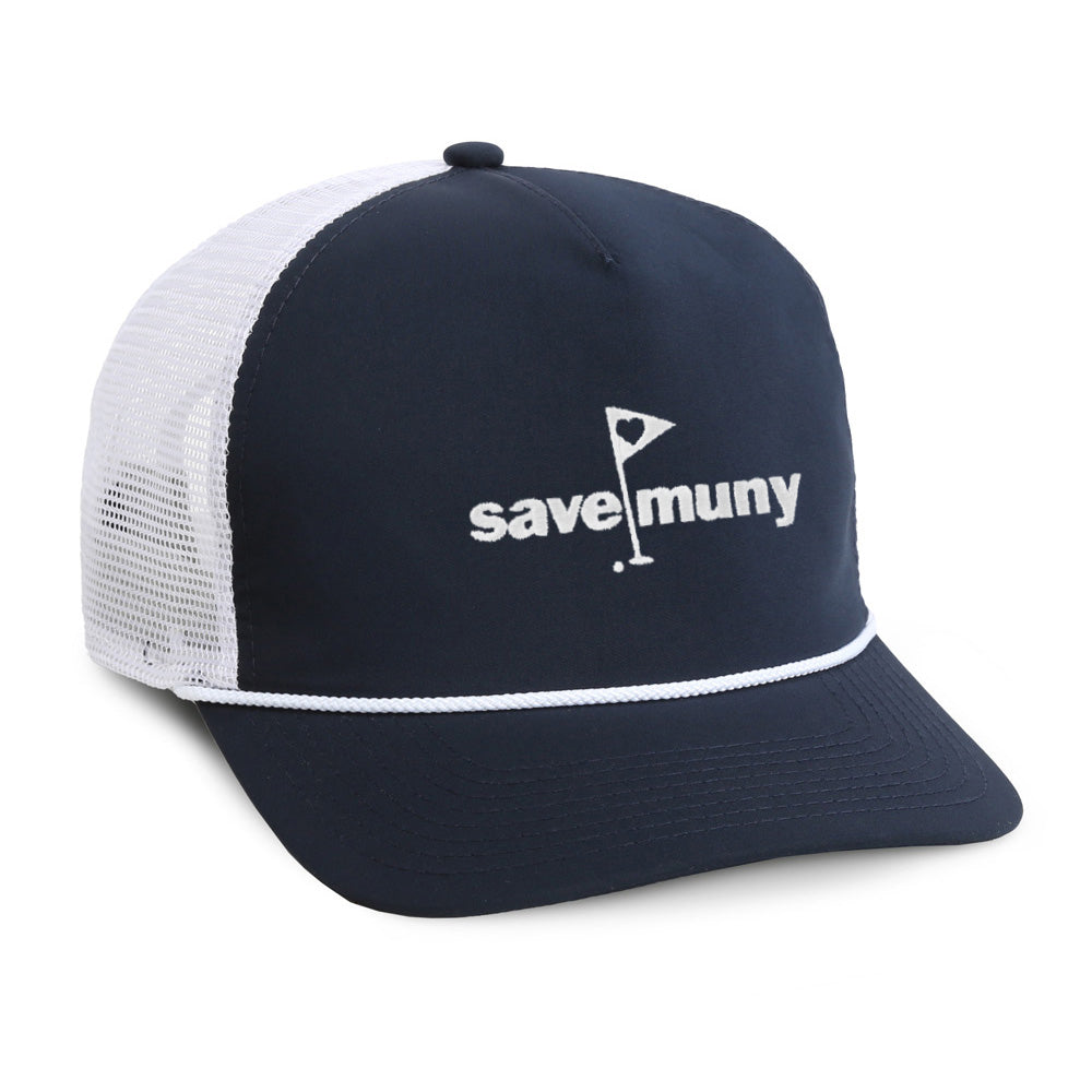 5055-NWW-SaveMuny | Color: Navy w/ White Mesh & White Rope