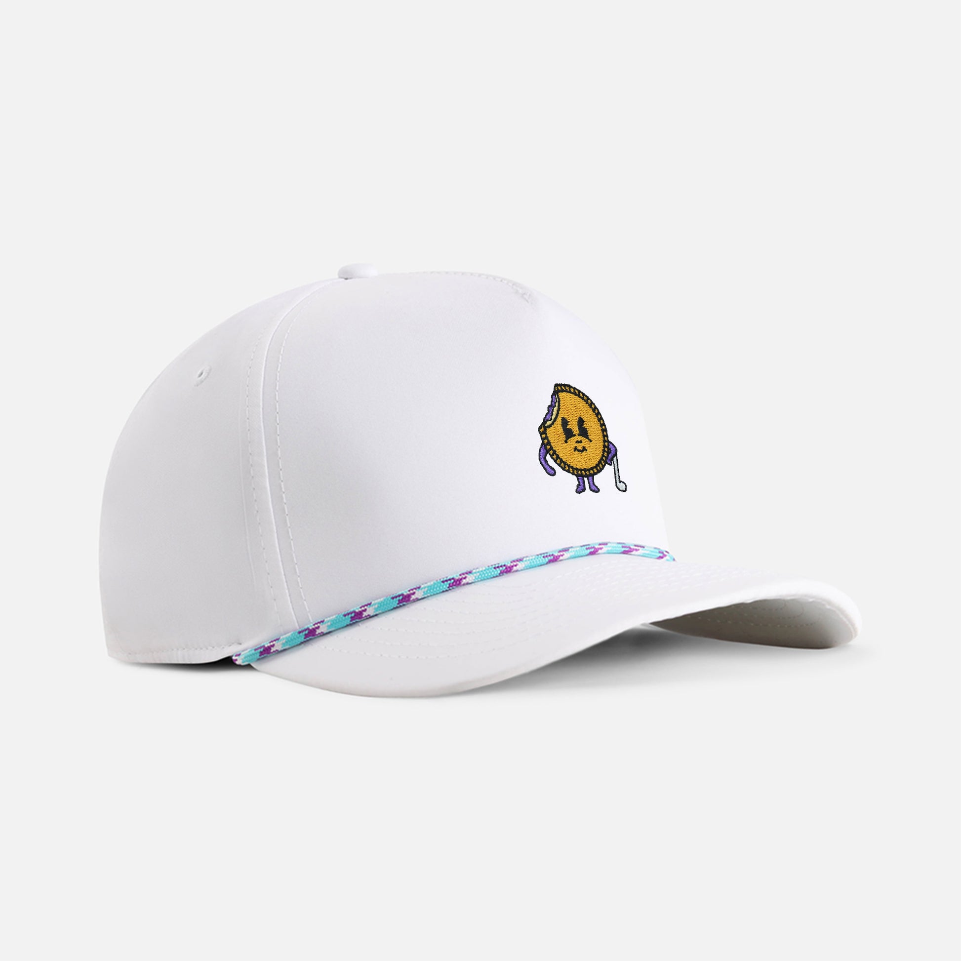 | Color: White w/ Teal & Purple Rope