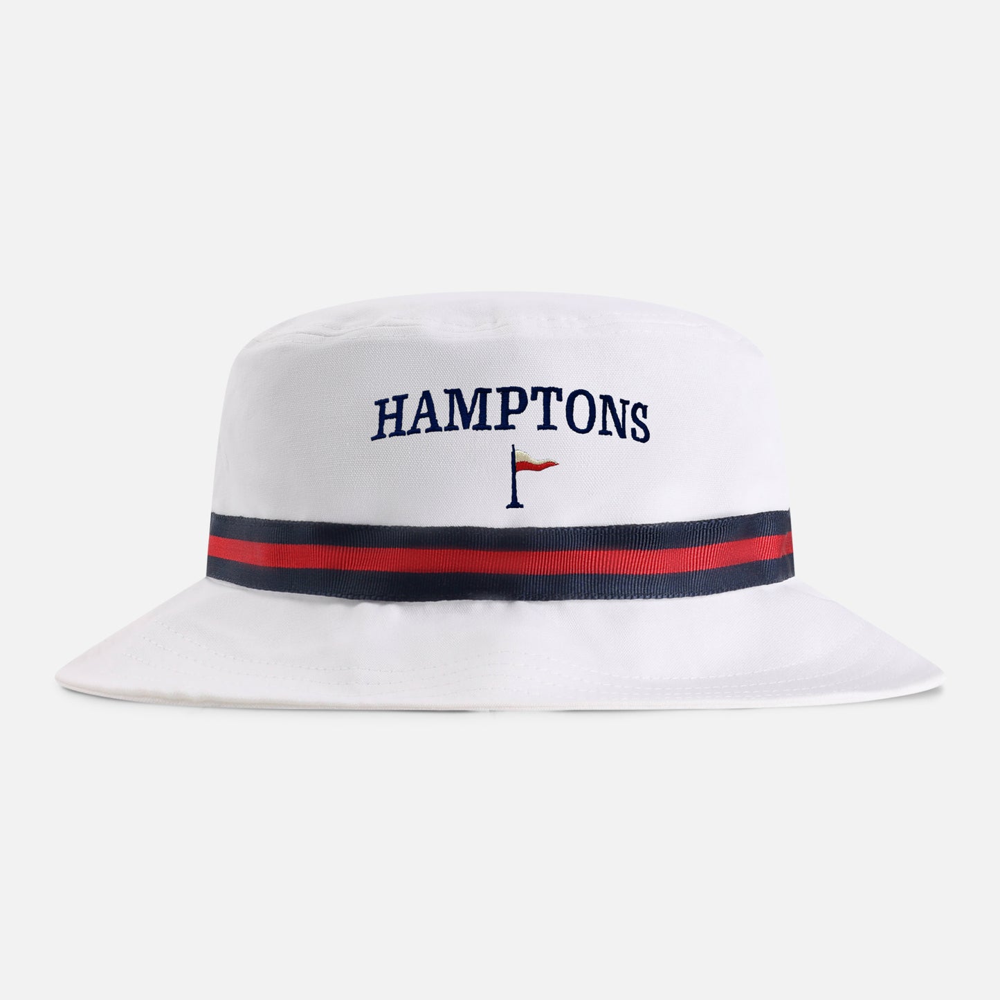 | Color: White w/ Navy / Red / Navy Band