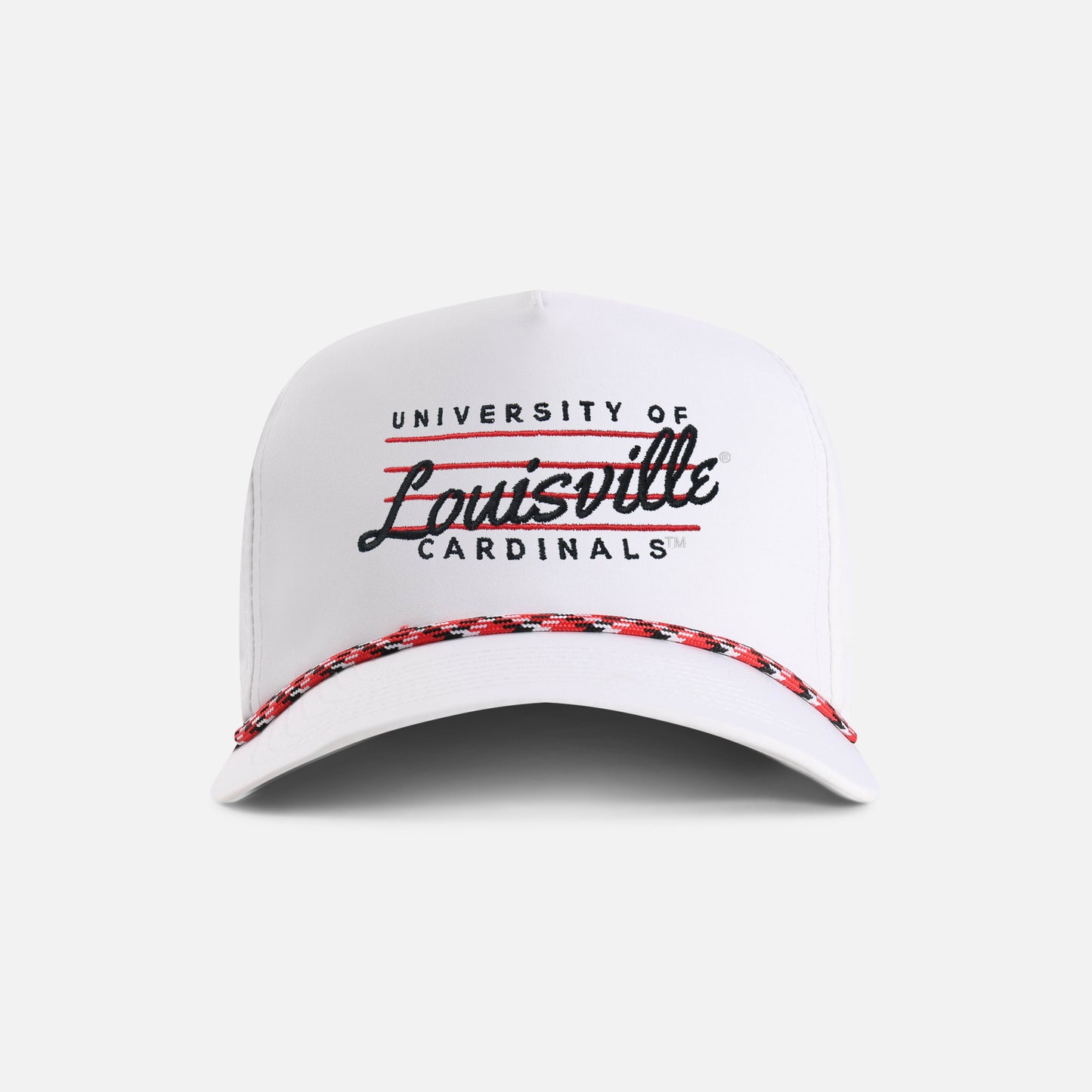 | Color: White w/ Red & Black Rope