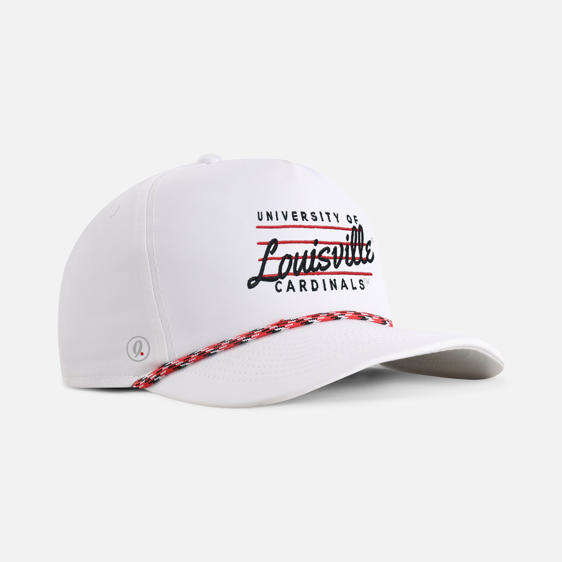 | Color: White w/ Red & Black Rope