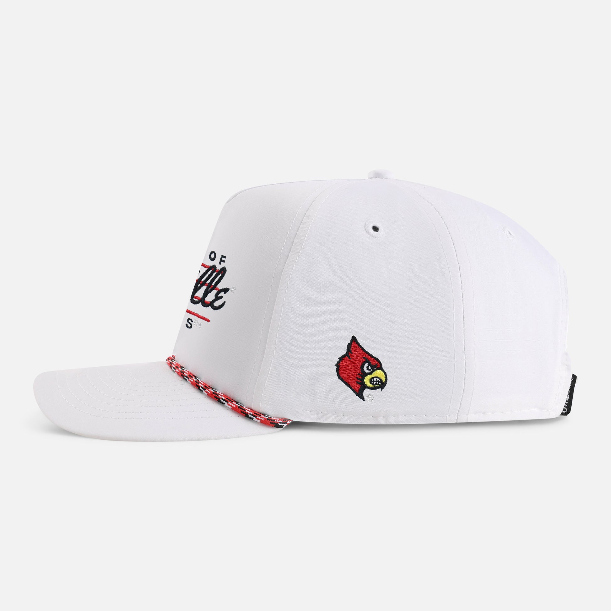 | Color: White w/ Red & Black Rope