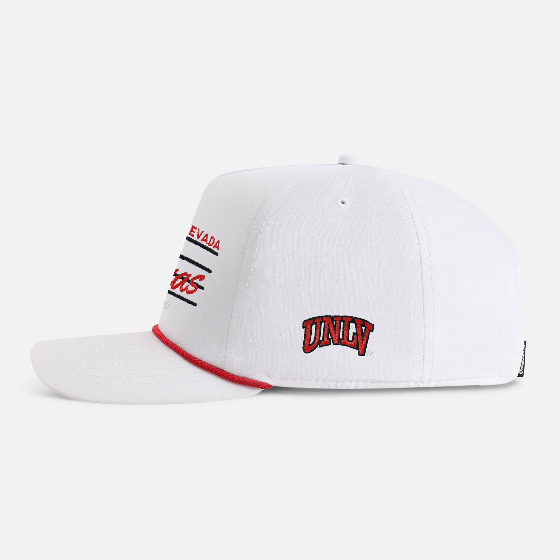 | Color: White w/ Red & Black Rope